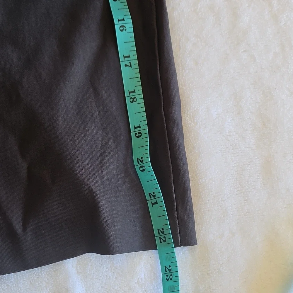 Chico Brown Button-Front Pencil Knee Length Skirt Size S Rayon Polyester Spandex